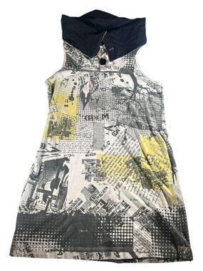 Vintage Brazilian Colcci Jeans Patchwork Avant Garde Newspaper Print Mini Dress